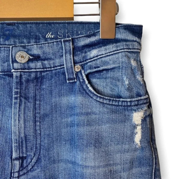 7 for all Mankind The Skinny Distressed Blue Jeans  27 - Picture 7 of 12